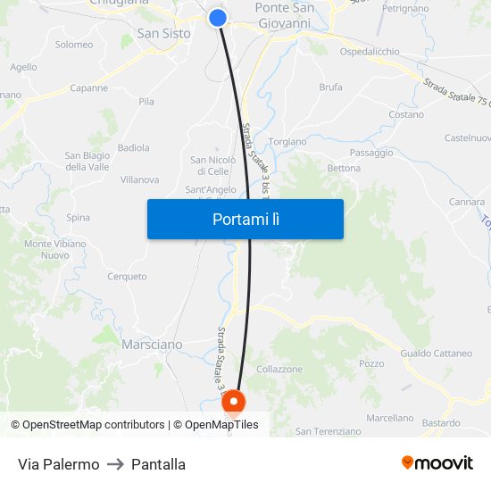 Via Palermo to Pantalla map