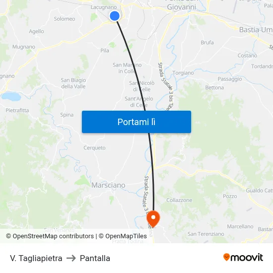 V. Tagliapietra to Pantalla map