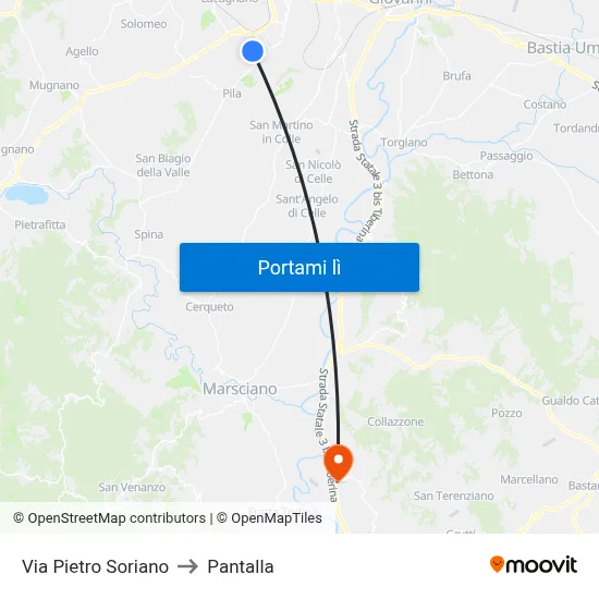 Via Pietro Soriano to Pantalla map