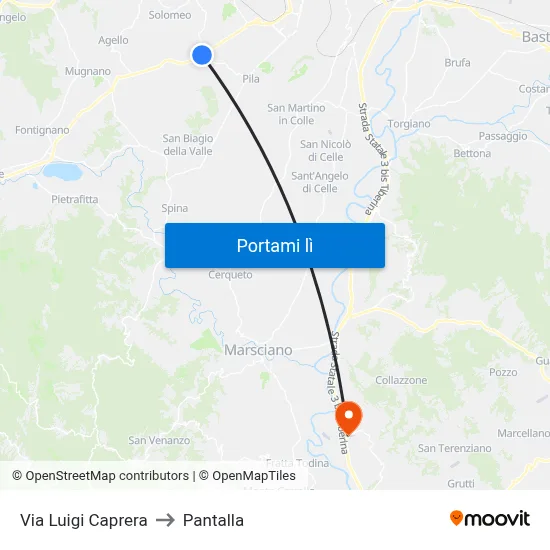 Via Luigi Caprera to Pantalla map