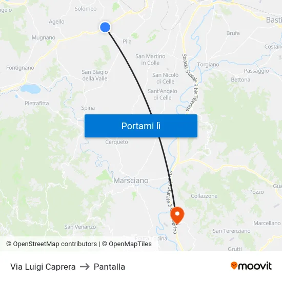 Via Luigi Caprera to Pantalla map