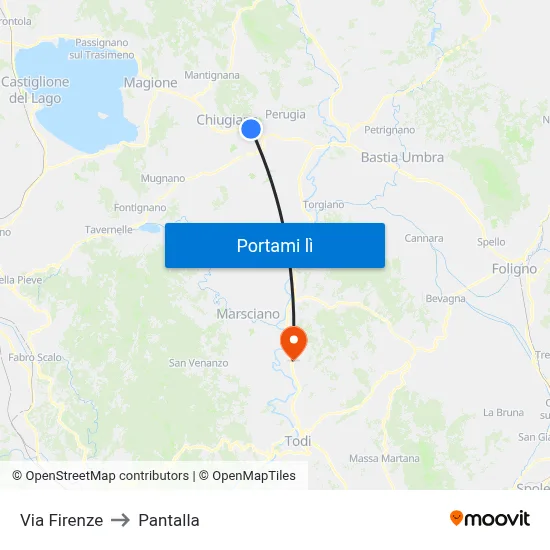 Via Firenze to Pantalla map