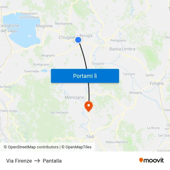 Via Firenze to Pantalla map