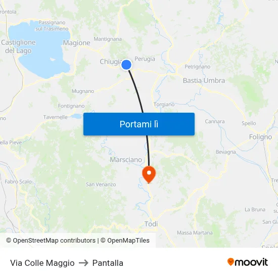 Via Colle Maggio to Pantalla map