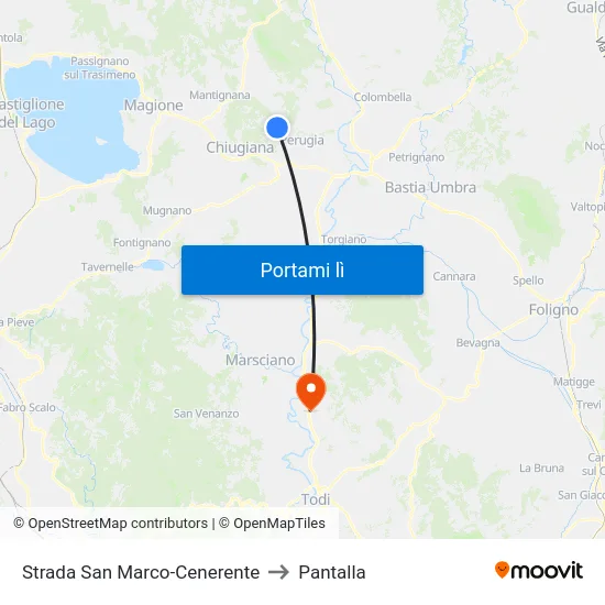 Strada San Marco-Cenerente to Pantalla map