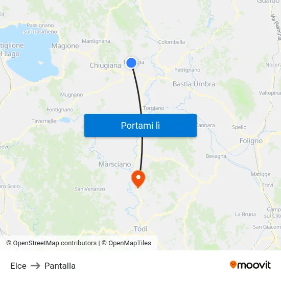 Elce to Pantalla map