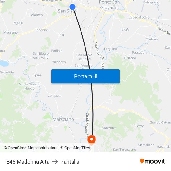 E45 Madonna Alta to Pantalla map