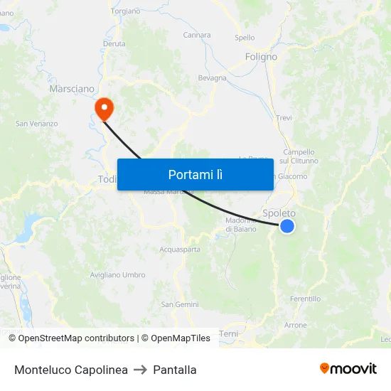Monteluco Capolinea to Pantalla map