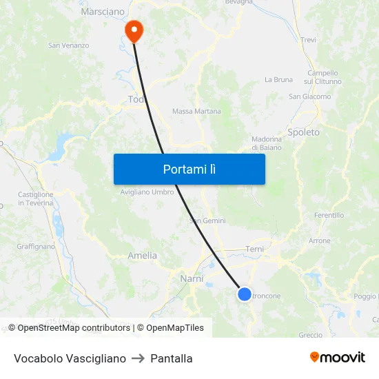 Vocabolo Vascigliano to Pantalla map