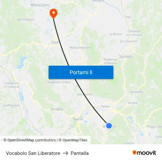 Vocabolo San Liberatore to Pantalla map