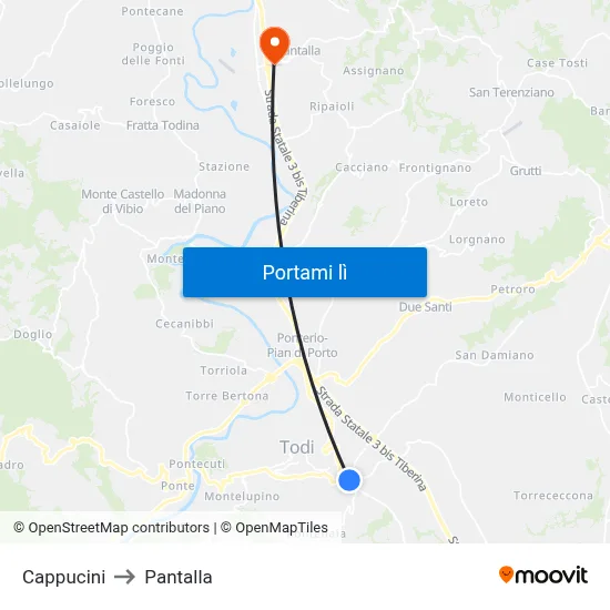 Cappucini to Pantalla map