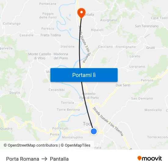 Porta Romana to Pantalla map