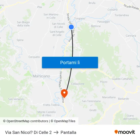 Via San Nicol? Di Celle 2 to Pantalla map