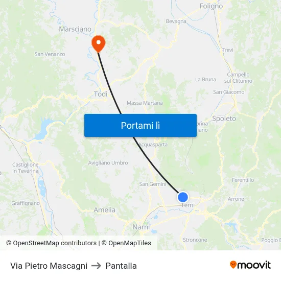Via Pietro Mascagni to Pantalla map