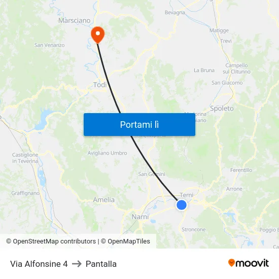 Via Alfonsine 4 to Pantalla map