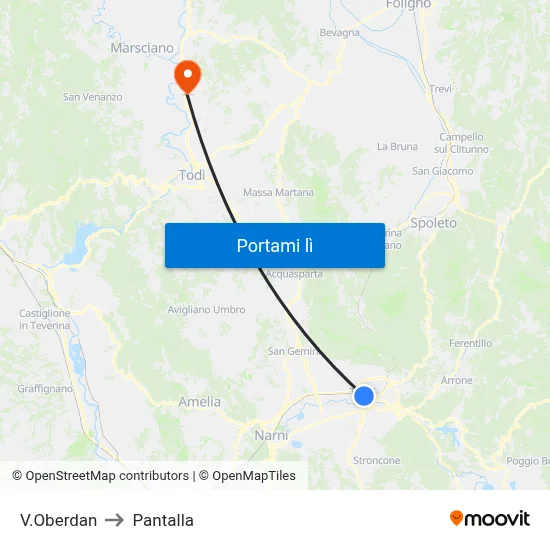 V.Oberdan to Pantalla map