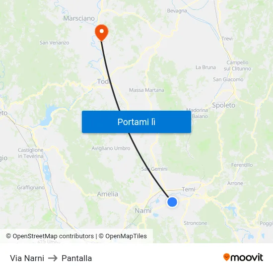 Via Narni to Pantalla map