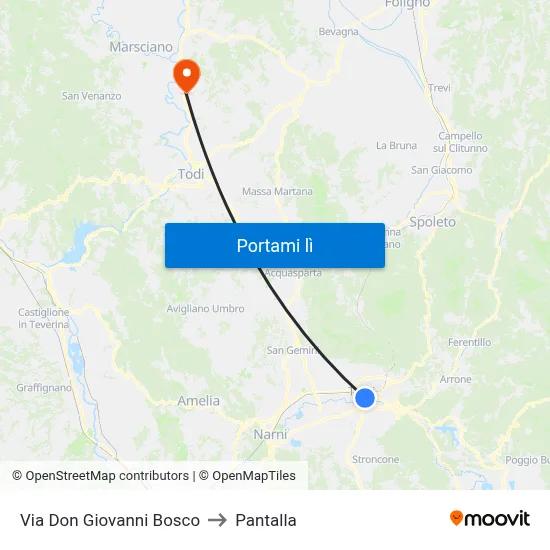 Via Don Giovanni Bosco to Pantalla map