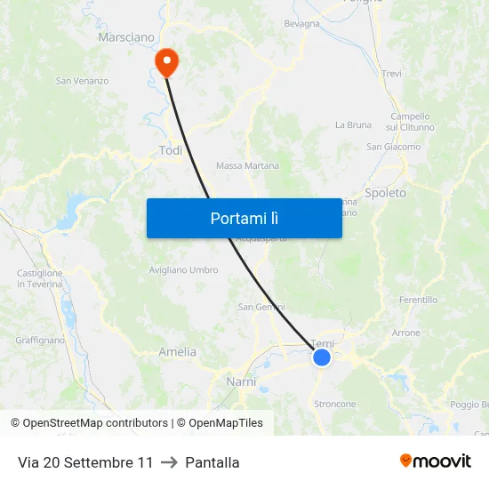 Via 20 Settembre 11 to Pantalla map