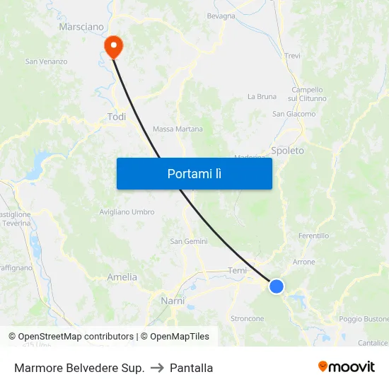 Marmore Belvedere Sup. to Pantalla map