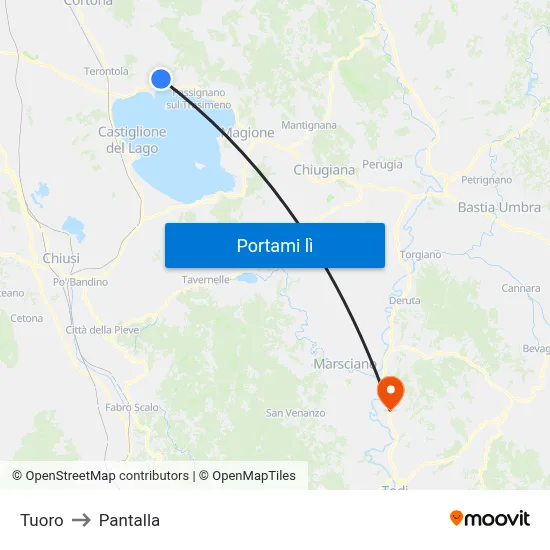 Tuoro to Pantalla map