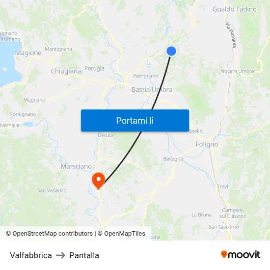 Valfabbrica to Pantalla map