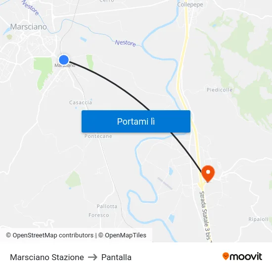 Marsciano Stazione to Pantalla map
