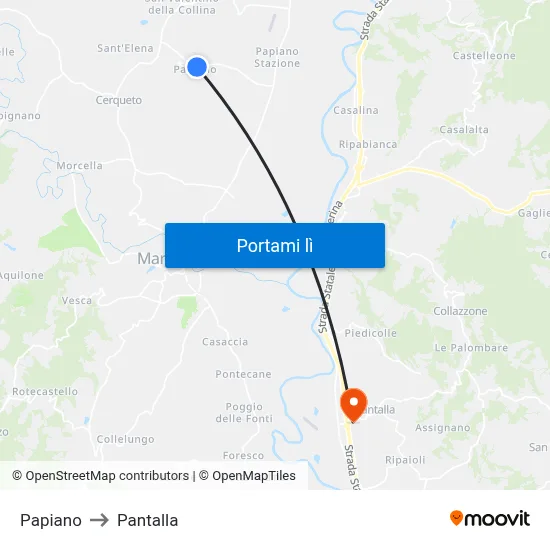 Papiano to Pantalla map