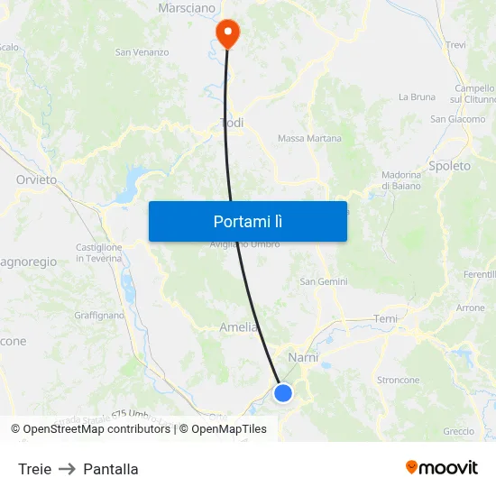 Treie to Pantalla map