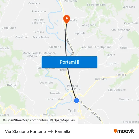 Via Stazione Ponterio to Pantalla map