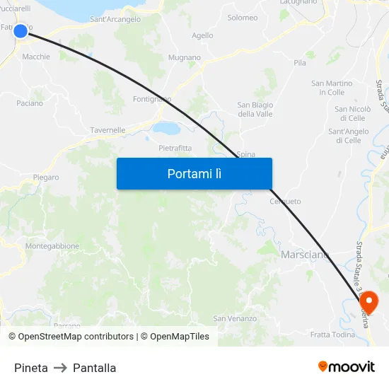 Pineta to Pantalla map