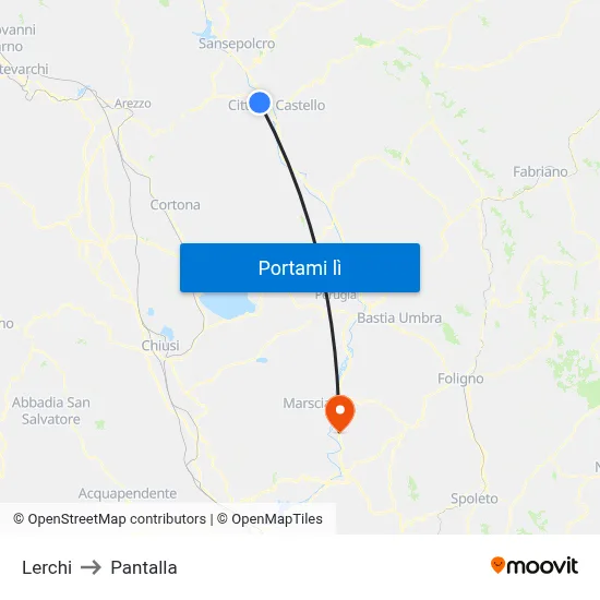 Lerchi to Pantalla map