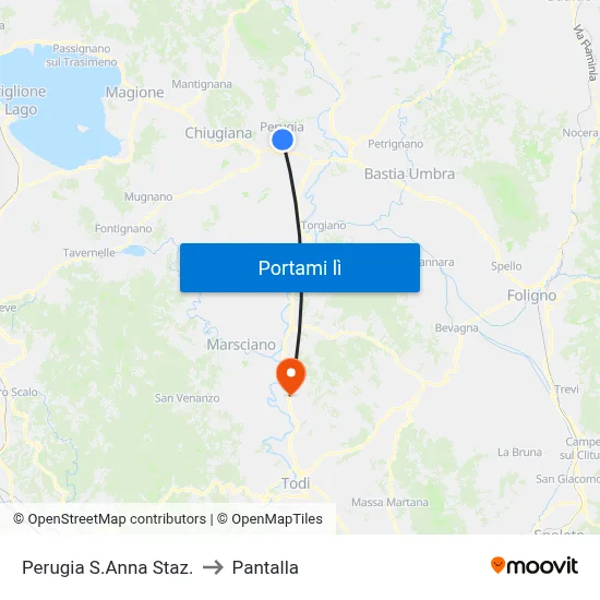 Perugia S.Anna Staz. to Pantalla map