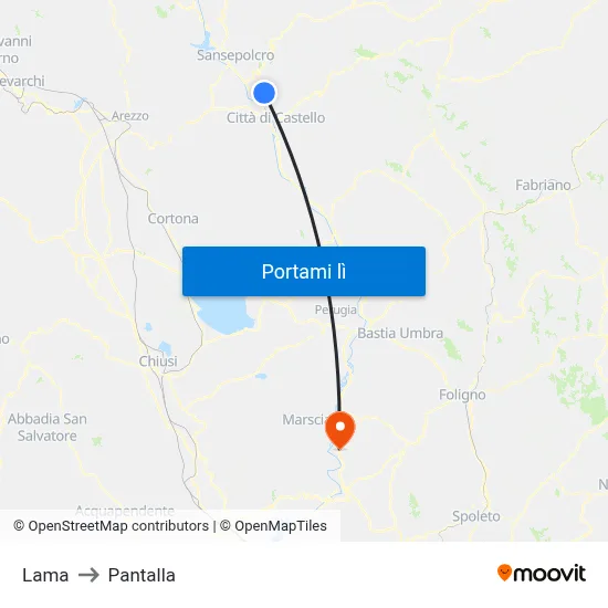 Lama to Pantalla map