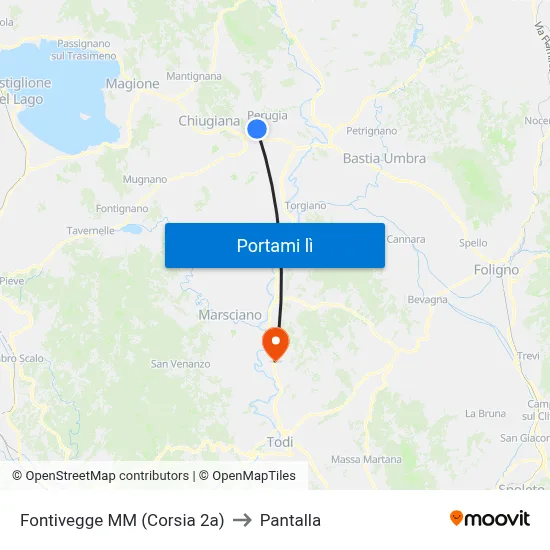 Fontivegge M​M (Corsia 2a) to Pantalla map