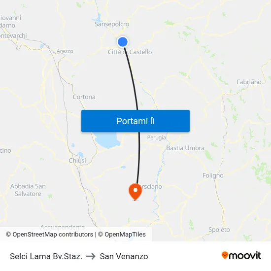 Selci Lama Bv.Staz. to San Venanzo map