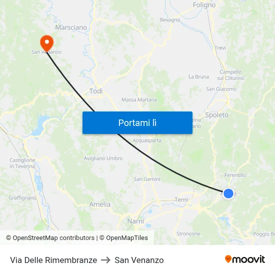 Via Delle Rimembranze to San Venanzo map