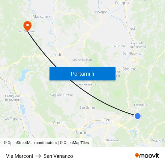 Via Marconi to San Venanzo map