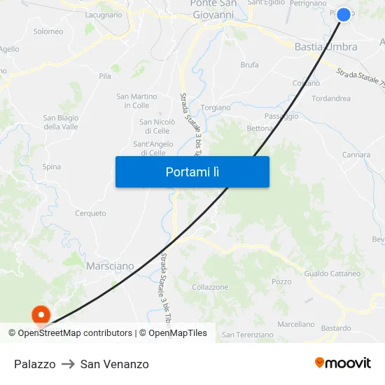 Palazzo to San Venanzo map