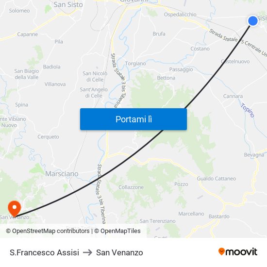 S.Francesco Assisi to San Venanzo map