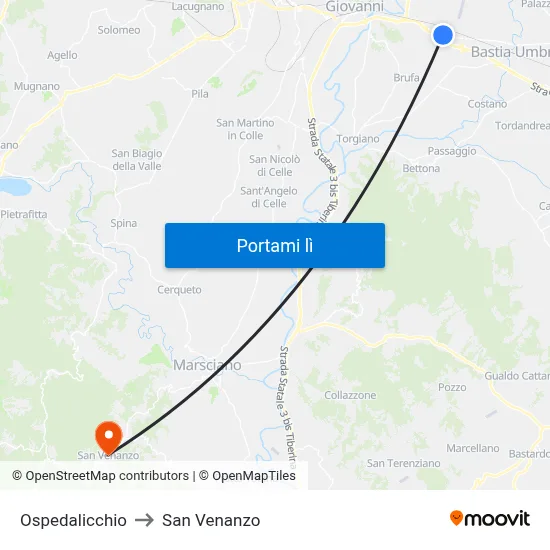 Ospedalicchio to San Venanzo map