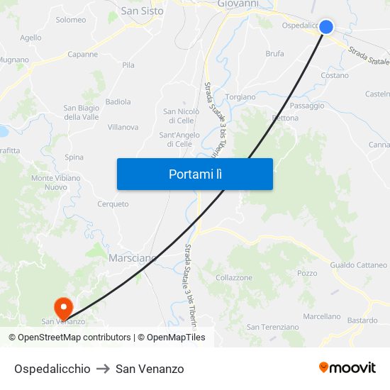 Ospedalicchio to San Venanzo map