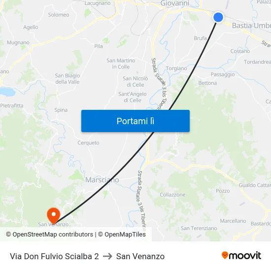Via Don Fulvio Scialba 2 to San Venanzo map