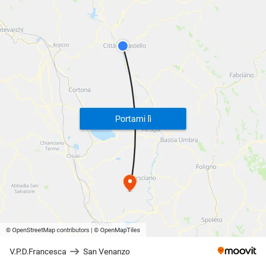 V.P.D.Francesca to San Venanzo map