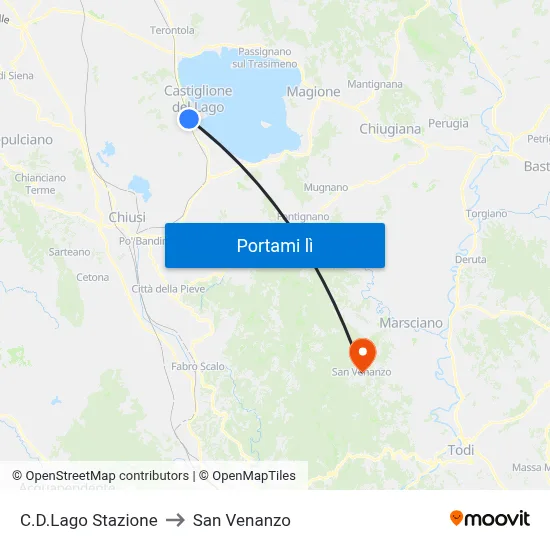 C.D.Lago Stazione to San Venanzo map