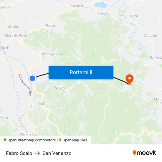 Fabro Scalo to San Venanzo map