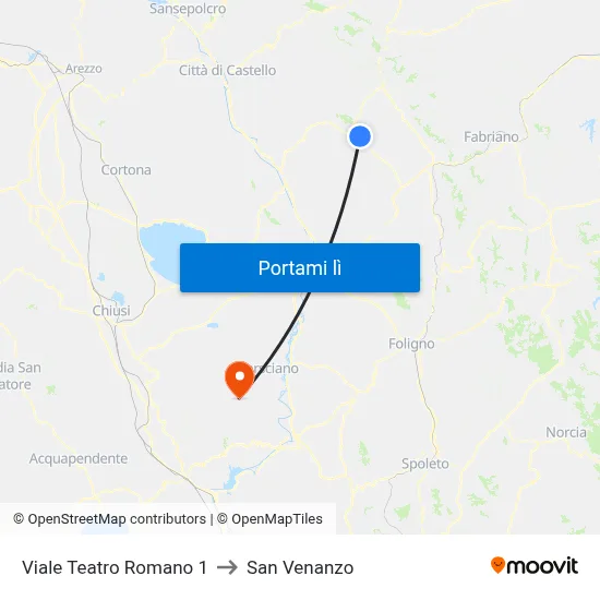 Viale Teatro Romano 1 to San Venanzo map