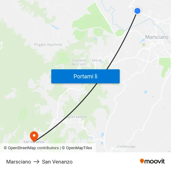 Marsciano to San Venanzo map