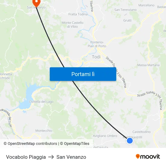Vocabolo Piaggia to San Venanzo map
