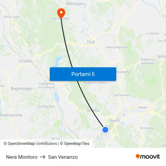 Nera Montoro to San Venanzo map